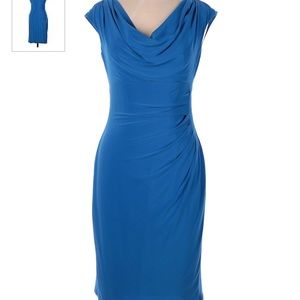 LAUREN RALPH LAUREN Jersey Cowl Neck Dress light blue